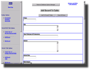 Database section: Add record